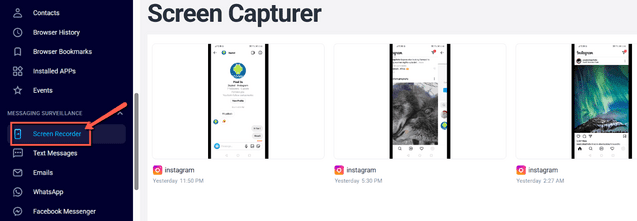 Eyezy monitoring dashboard with device gallery