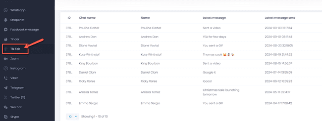 uMobix dashboard TikTok menu