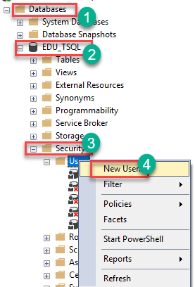 Create User in SQL Server Management Studio