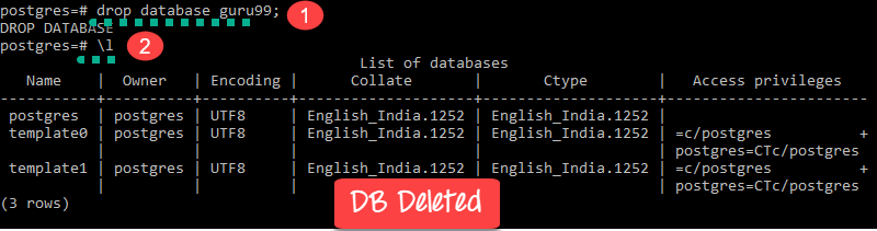 Psql drop database not working