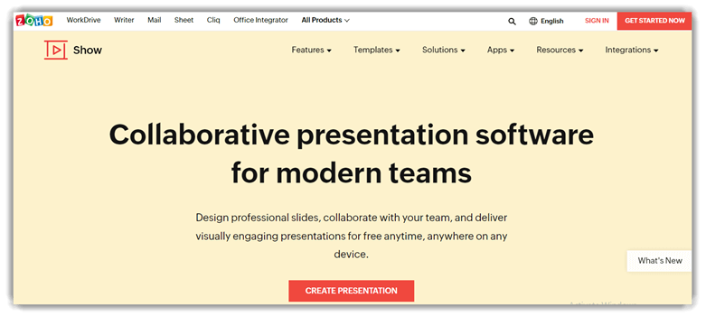 beste powerpoint alternative Zoho Show