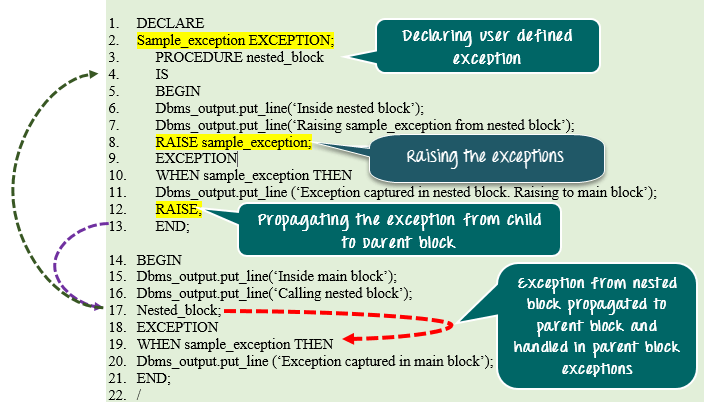 Exception handling in oracle pl/sql with example 