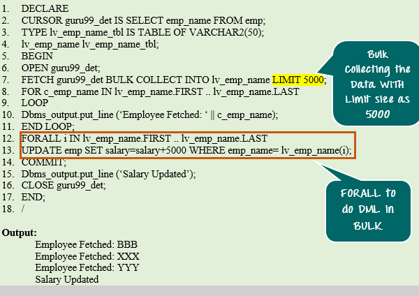 Oracle PL/SQL BULK COLLECT: FORALL Example Oracle Pl/Sql Bulk Collect: Forall Example