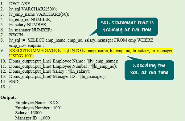 oracle dynamic variable assignment