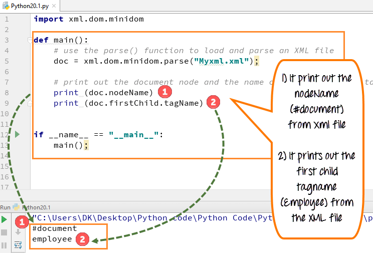 Parse XML using minidom