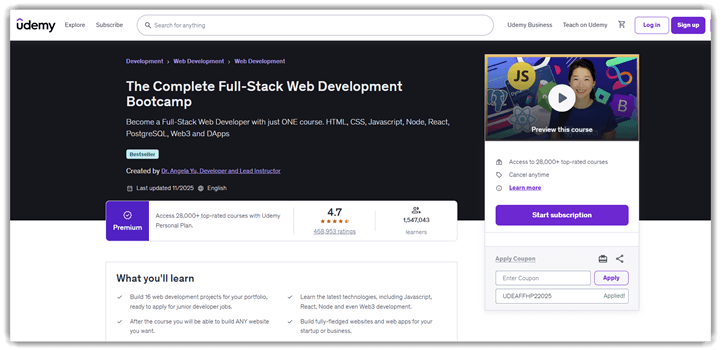The Complete Full-Stack Web Development Bootcamp