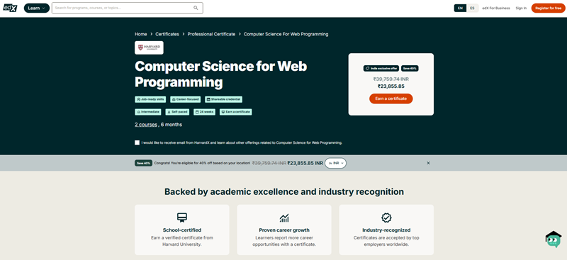 Curso de Ciencias de la Computaciรณn para Programaciรณn Web de Harvard