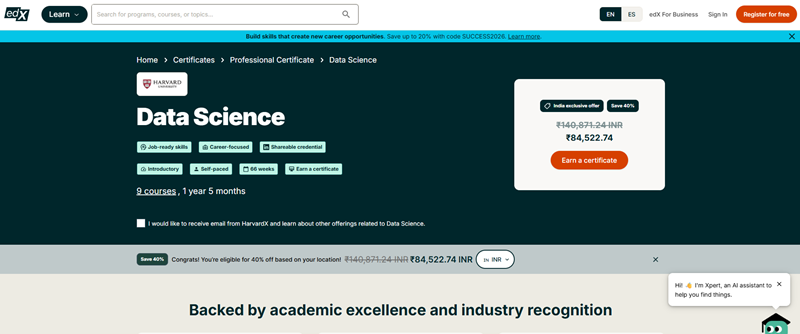 Curso de Ciencia de Datos de Harvard