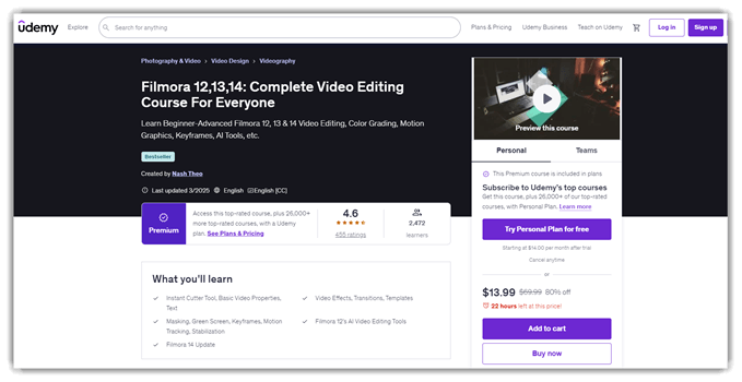 Filmora Complete Video Editing Course