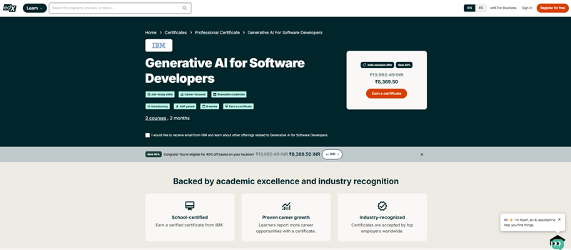 IBM Curso de IA generativa para desarrolladores de software