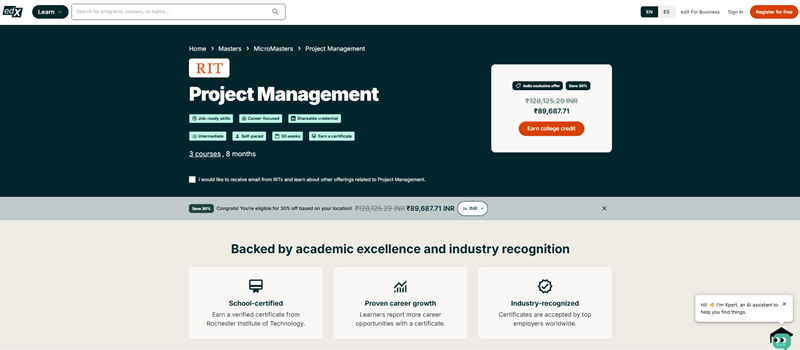 Curso de Gestiรณn de Proyectos de RIT