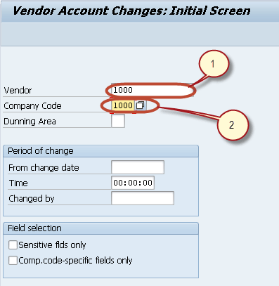 vendor identification number table in sap