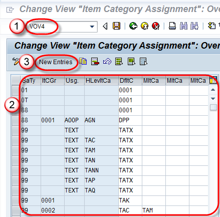 movement type assignment to item category