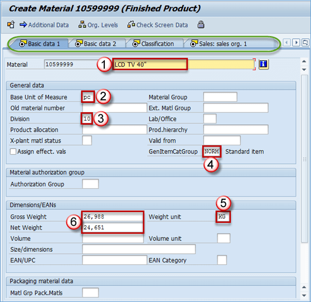 account assignment category material master