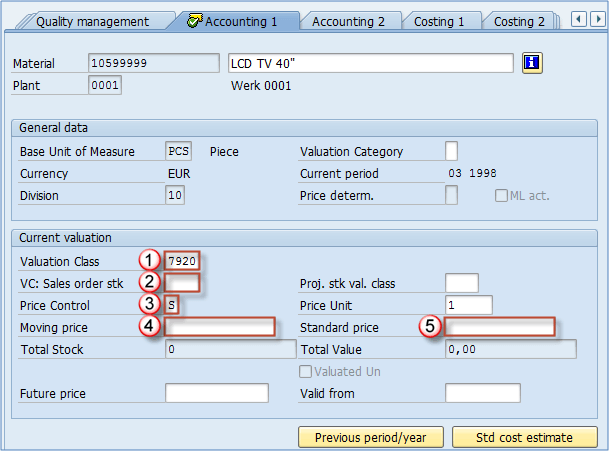 account assignment category material master