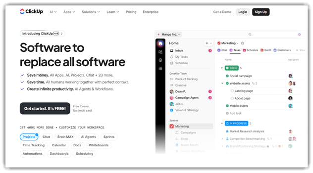 ClickUp all-in-one productivity platform interface