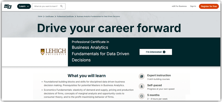 Business Analytics Fundamentals for Data Driven Decisions