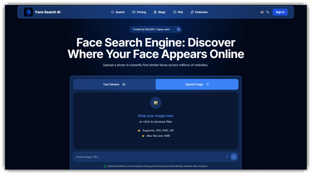 FaceSearchAI Facial Recognition Search