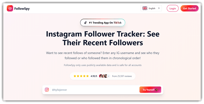 FollowSpy Instagram Follower Tracker Tool Interface