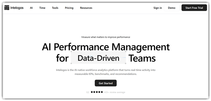 Intelogos AI productivity analytics platform interface