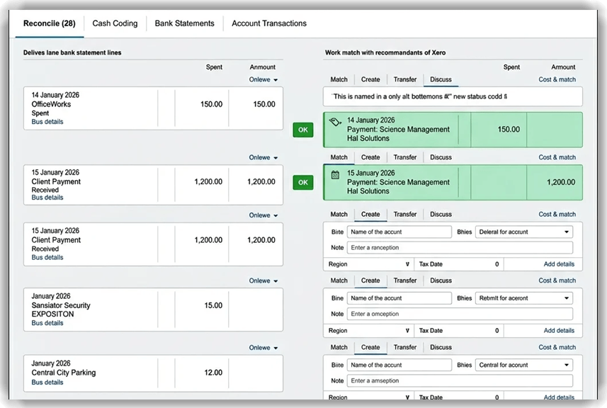 Fonctionnalité de rapprochement bancaire de Xero