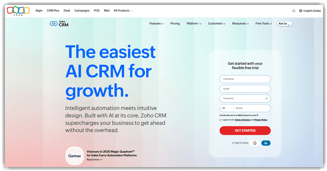 Zoho CRM - Best AI CRM Software