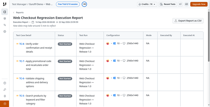 TestMu AI dashboard