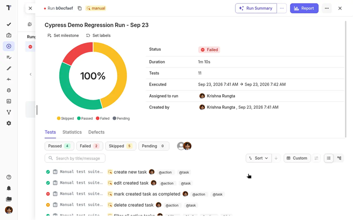 Testomat.io dashboard