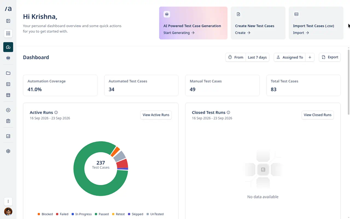 Testsigma dashboard