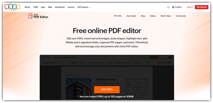 Zoho PDF Editor