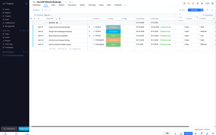 Zoho Projects